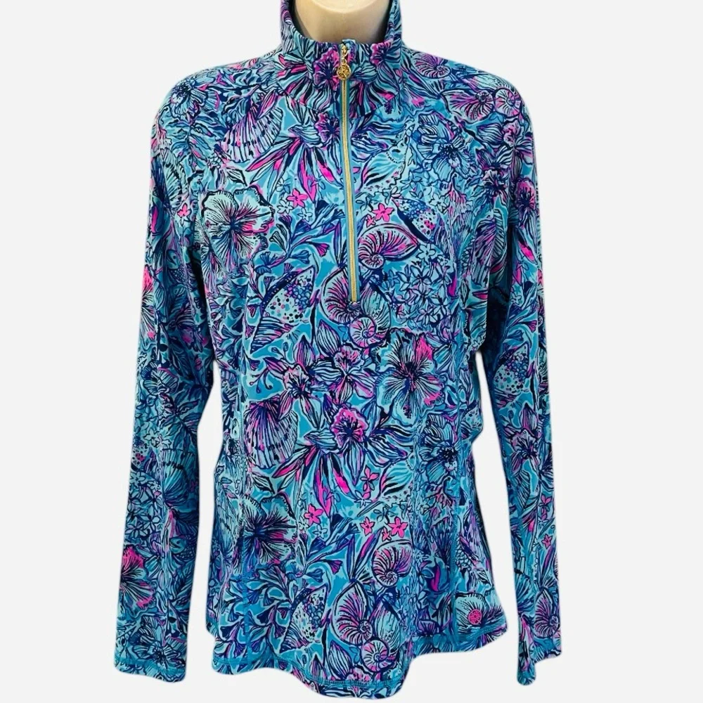 LILLY PULITZER JUSTINE HALF ZIP UPF 5
BREAKWATER BLUE SHELLS N BELLS M - Picture 4 of 11